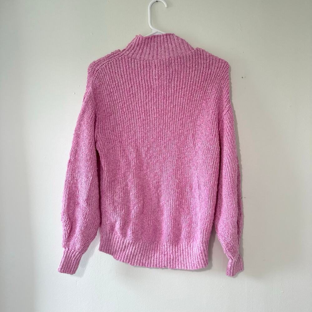 Aerie Hits The Spot Mock Neck Sweater Pink Oversized Chunky Knit Size XS - Picture 3 of 7